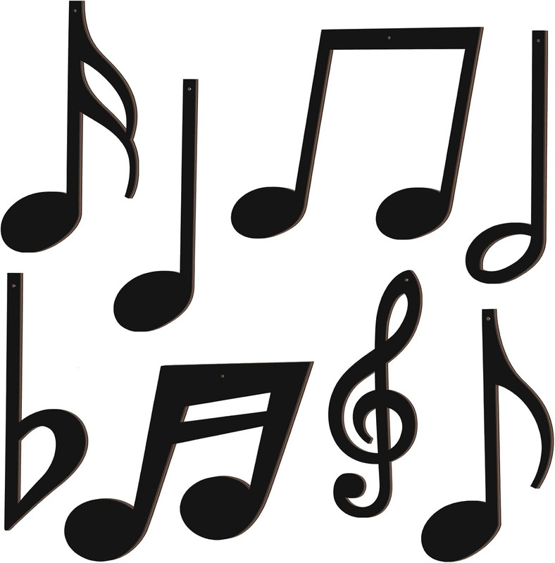 8 Pieces Treble Clef Wooden Wall Decor Black Music Notes Art Hanging Wood Music