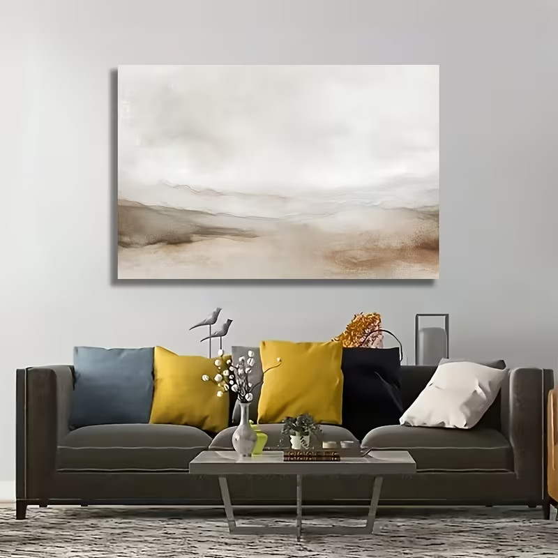 Neutral Abstract Landscape Wall Art Print, Beige Brown Minimalist Modern Decor gallery