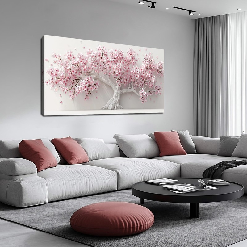 Pink Wall Art for Living Room Bedroom Home Office Large Tree Wall Decor Flowe…