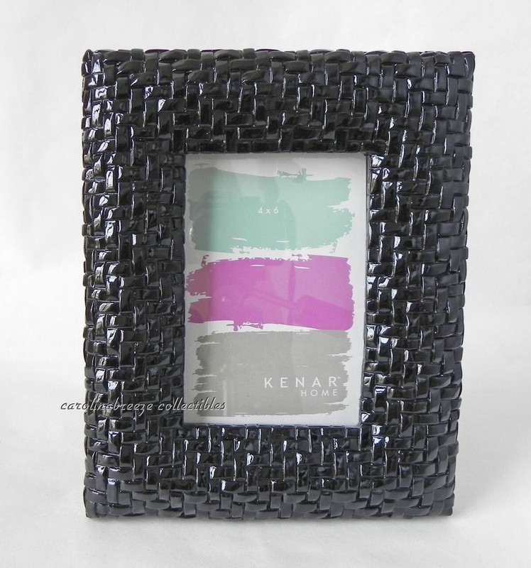 Photo Frame Woven Wicker Look Resin In Elegant Sleek High Gloss Black 4×6