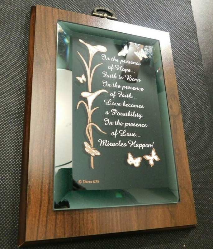 DACRA 025 INSPIRATIONAL GLASS AND WOOD PLAQUE! e1147DXX