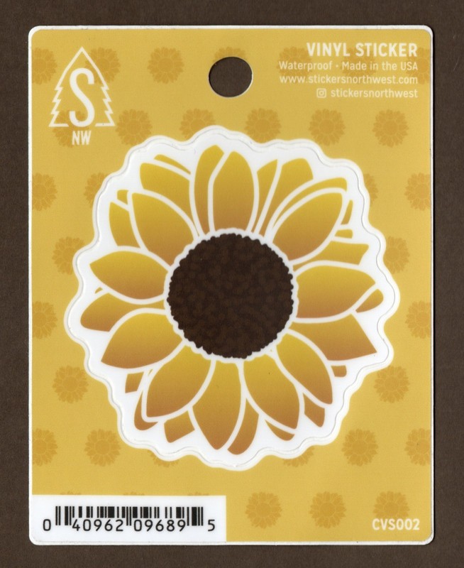 Sunflower Sticker Decal, 3 inch, Brown & Yellow