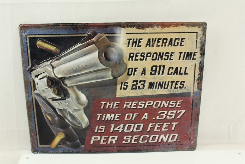 Vintage Heavy Metal Sign Embossed The Response Time 15-1/2″ x 12″