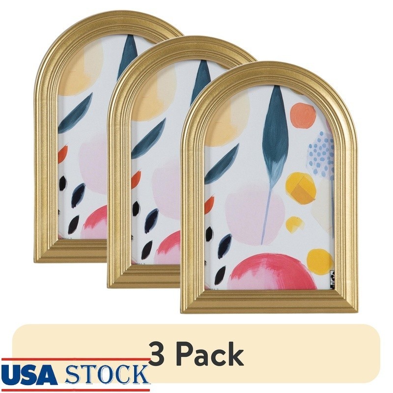 4×6 Arch Gold Decorative Tabletop Picture Frame 3 Pack W/ Hanger & Easel New