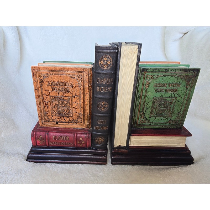 Hobby Lobby Vintage Style Faux Stacked Book Bookends Set of 2 Classic Literature