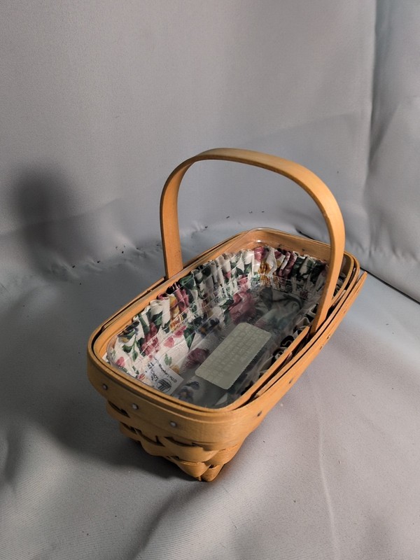 Longaberger 2000 Century Celebration small basket w/ floral lining and protector gallery