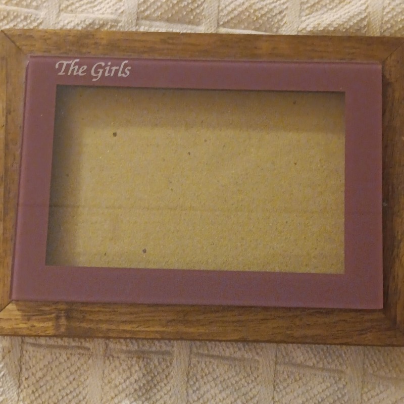 Wood Rectangle Photo Frame Brown/Pink “The Girls” Landscape Freestanding 1 Photo