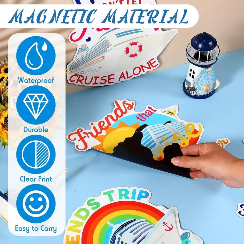 Waterproof Large Cruise Door Decorations - 4 Fun PVC Magnets for Travel gallery