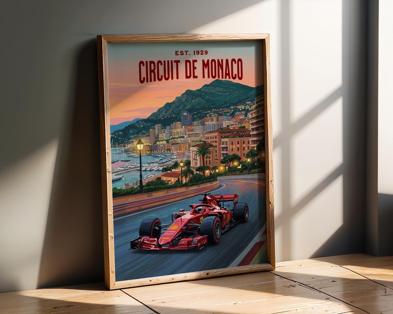 Monaco Grand Prix F1 Poster - Ferrari Racing Wall Art - Formula 1 Decor Gift gallery