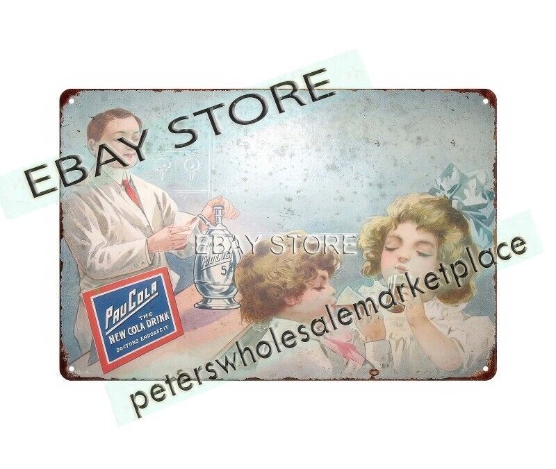 Pau Cola Soda drink Fountain Soda Jerk Dispenser metal tin sign tin posters