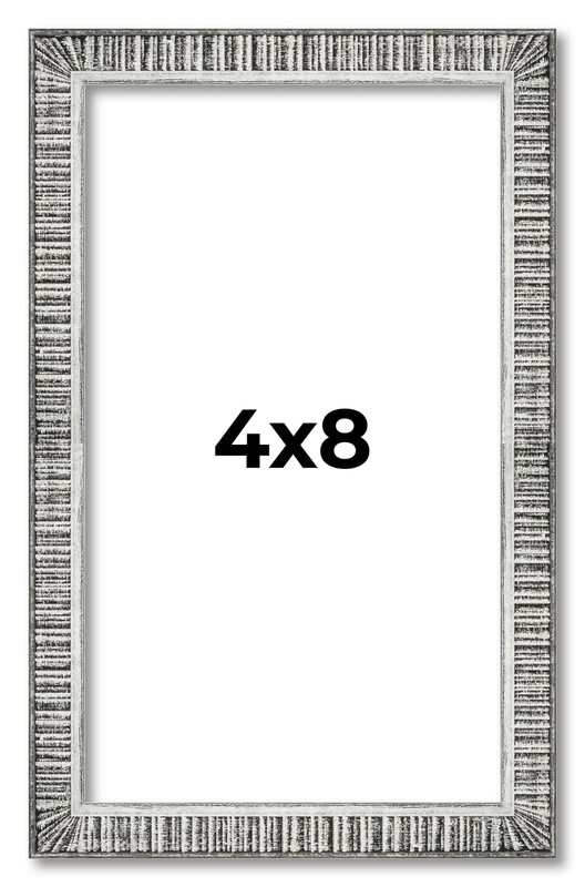 4x8 Frame Silver Grey Distressed Solid Wood Picture Frame | 0.75 Inch Moulding W