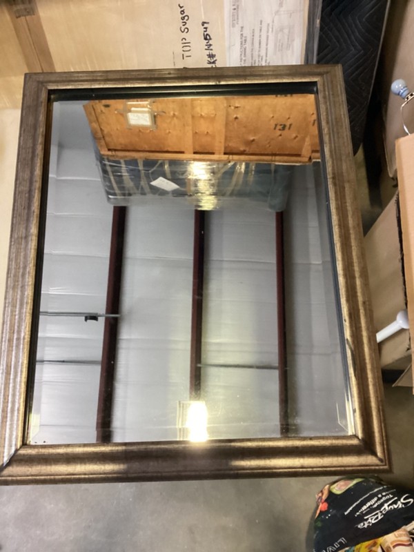 34” x 29” Rectangular Wall Mirror by Art in Motion Bronze Color Frame  Beveled