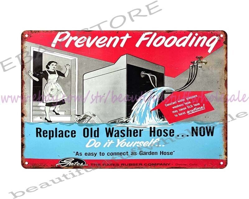 interior dorm room GATES RUBBER CO DENVER CO WASHER HOSE metal tin sign gallery