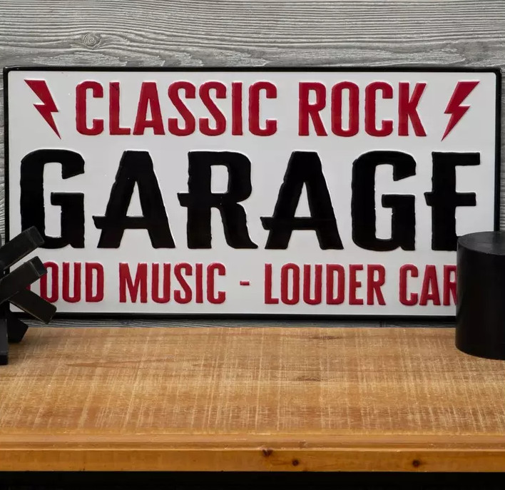Classic Rock Garage Metal Sign Loud Music Louder Cars 10.25x 19.75 gallery