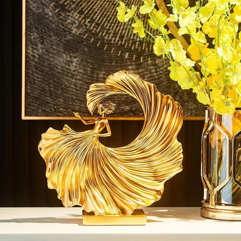 House of Avana Gold Resin Ballet Dancer Elegant Modern Home Decor Statue gallery