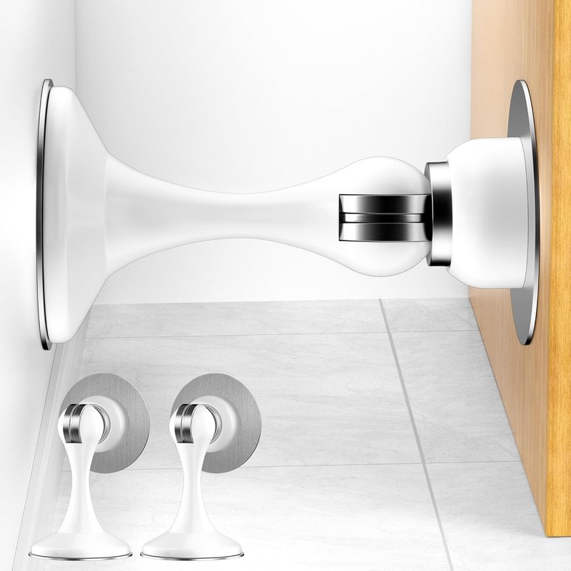 2 Pack Magnetic Door Stoppers, Stainless Steel Magnetic Door Stop, Wall & Floor