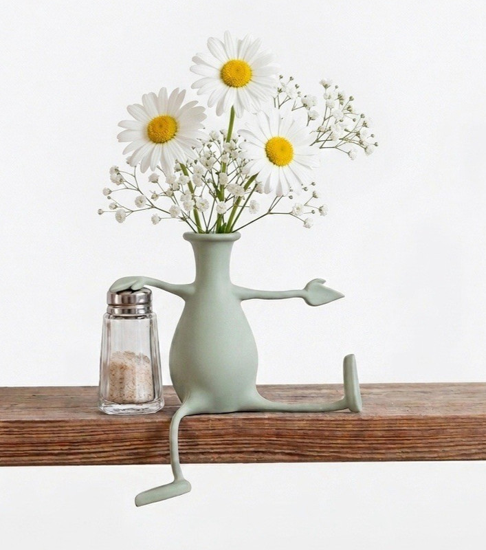Peleg Design Florino Friendly Vase Green NIB Flexible Poseable Flower Pot Gift