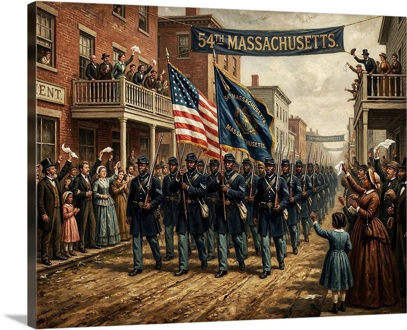 54th Massachusetts Regiment Black Civil War Soldiers 1863 Canvas Wrap Wall Art