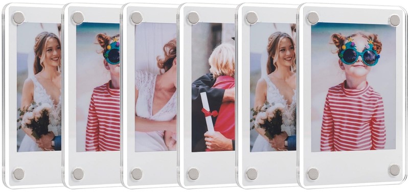 SUNEZLGO 6 Pack Acrylic Fridge Magnetic Frame for Polaroid, 2.36×3.54 In Mini…