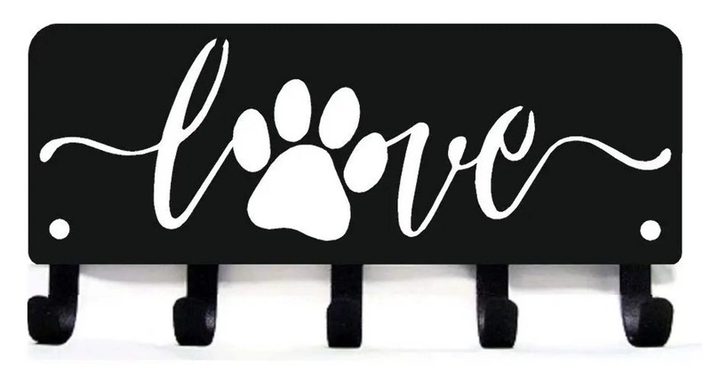 Puppy Love Key Holder and Leash Hanger with 5 Hooks – Made in USA
