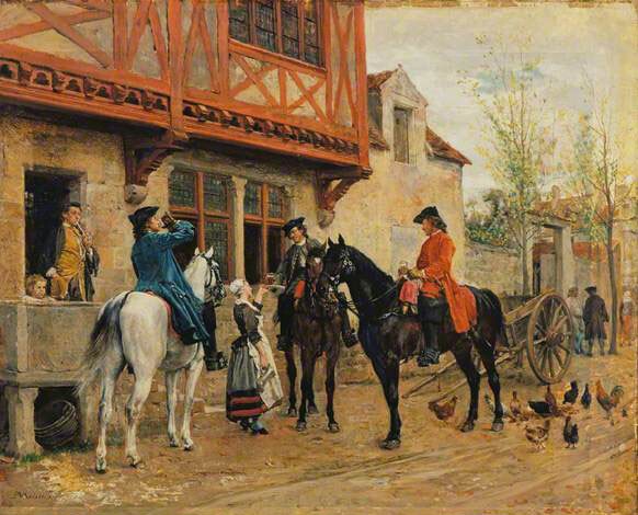 high quality oil painting 100% handpainted on canvas ” Halt at an Inn”