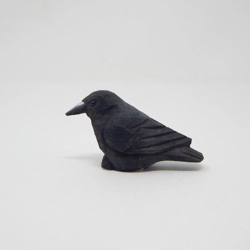New Topper Raven Crow Figure Miniature Black Bird Statue Sculpture Decor Garden