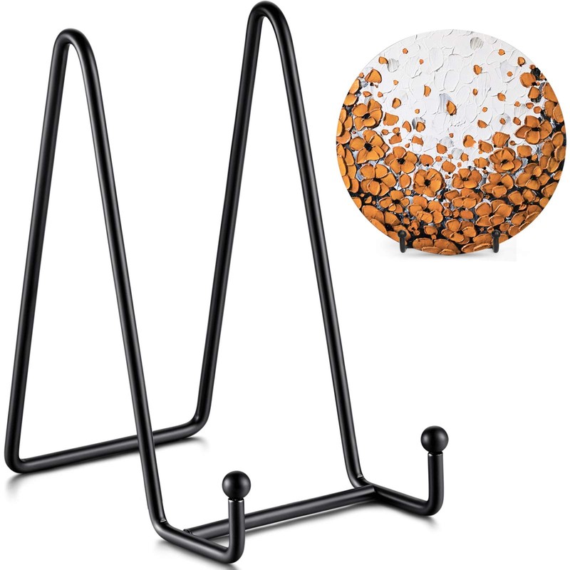 TR-LIFE Plate Stands for Display – 6 Inch Stand + Metal Frame 6inch, Black