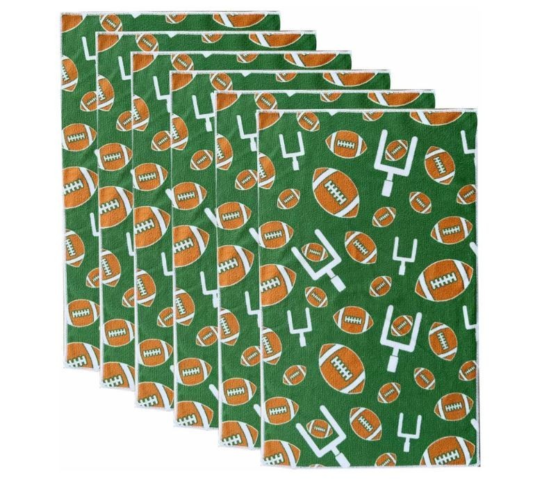 Temp-tations Seasonal Set of (6) Microfiber Towels K99789 Foot Ball