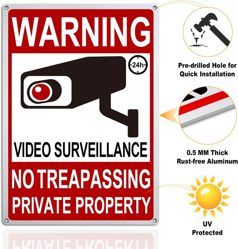 4 Pack Large No Trespassing Signs Private Property, 8X12 Inch Rust Free Aluminum gallery