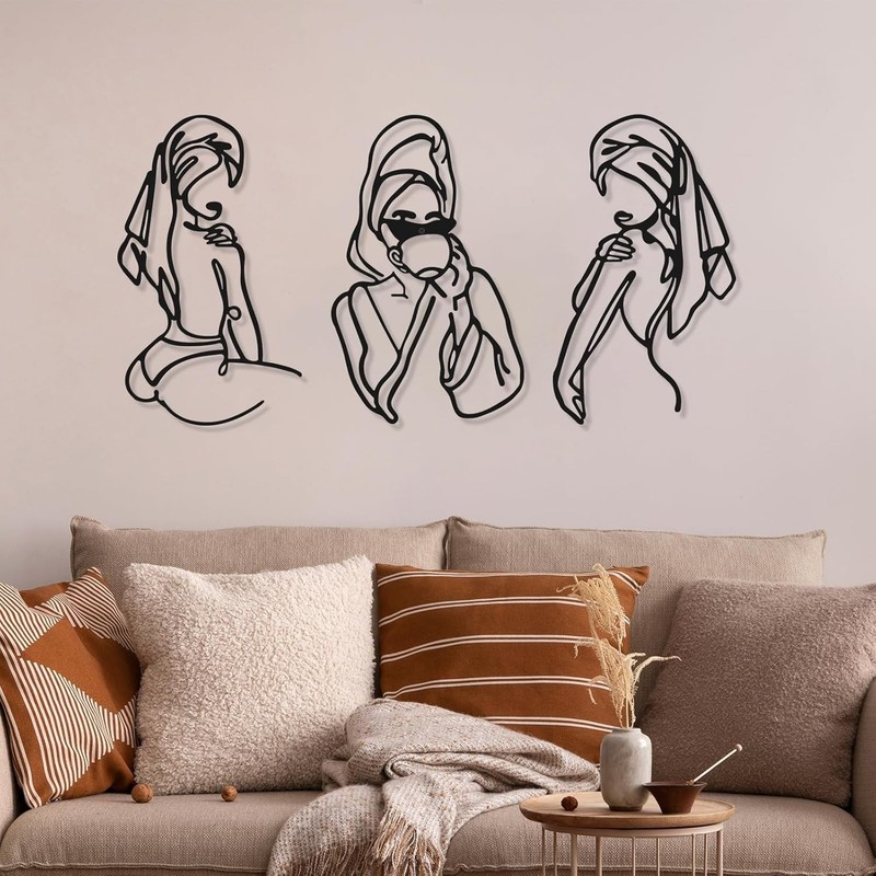 Versatile 3PC Abstract Women Metal Wall Art - Durable, Easy to Hang Design gallery