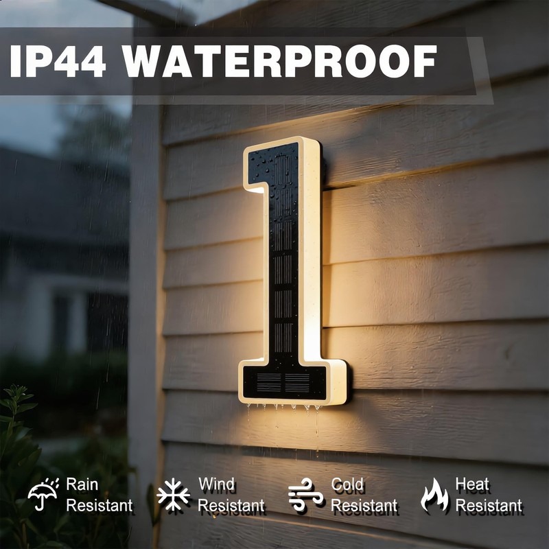 6.7 Inch Solar Lighted House Numbers for Outside, Light Up Waterproof LED Add... gallery
