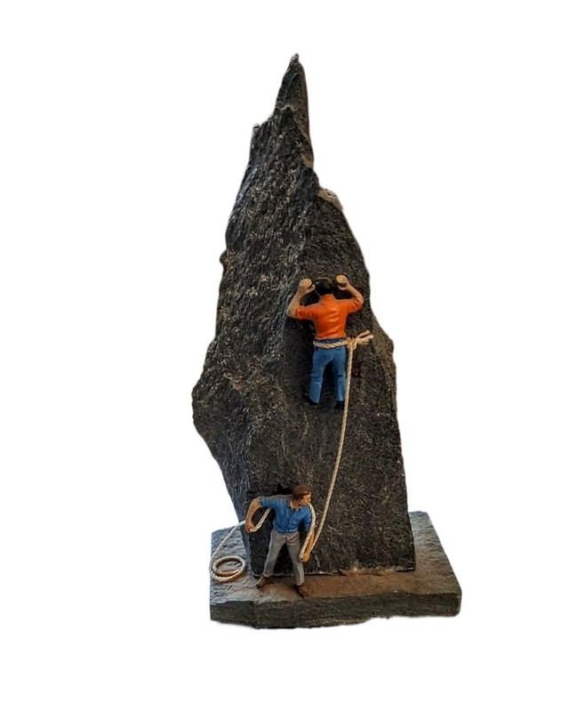 Handmade Miniature Rock Climbing Tabletop Shelf Diorama EUC