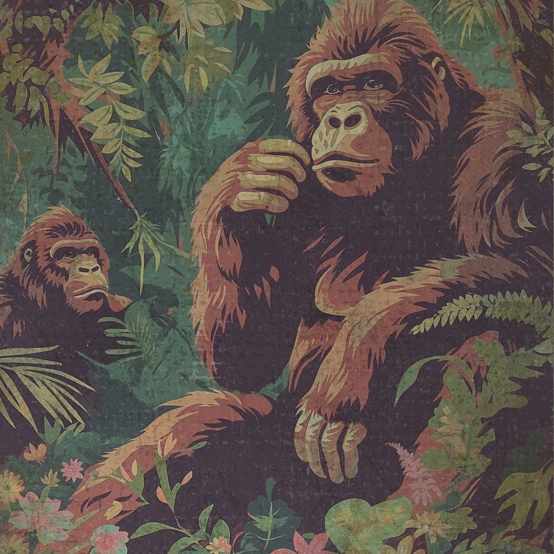 Vintage SASQUATCH Nature Wall Art, BIGFOOT Botanical Decor, Ape Gorilla Flower gallery