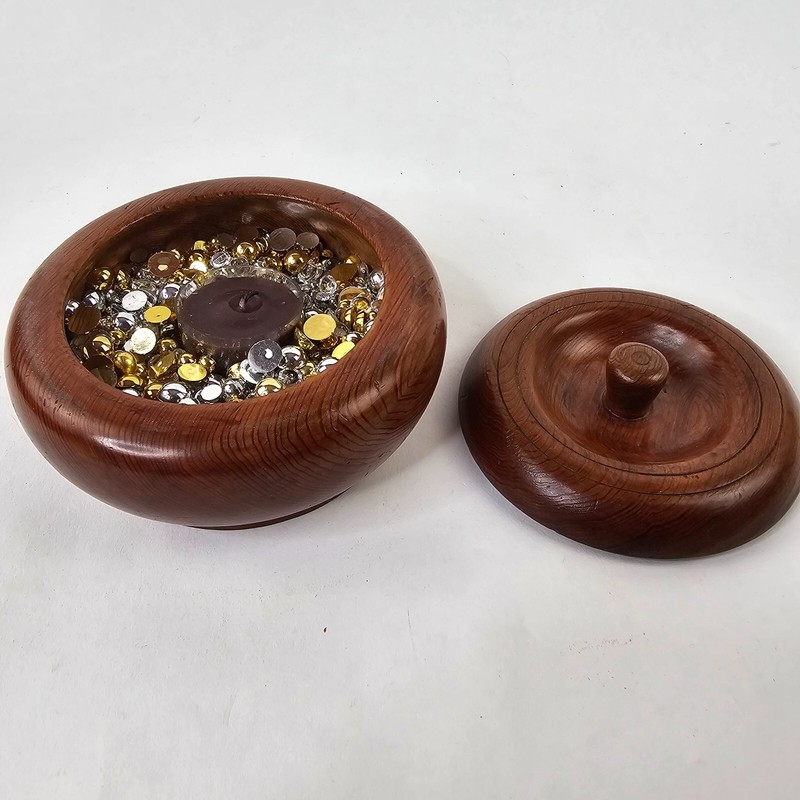 Treenware Bowl w/ Lid, Decorative Tea Candle Bowl, approx. 5″ Diameter