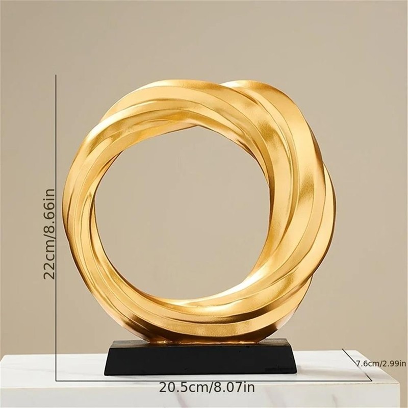 House of Avana Gold Resin Circle Sculpture Elegant Home Decor gallery