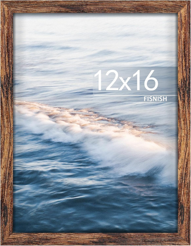 12X16 Picture Frame Brown Classic Frame for Horizontal or Vertical Wall Mounting