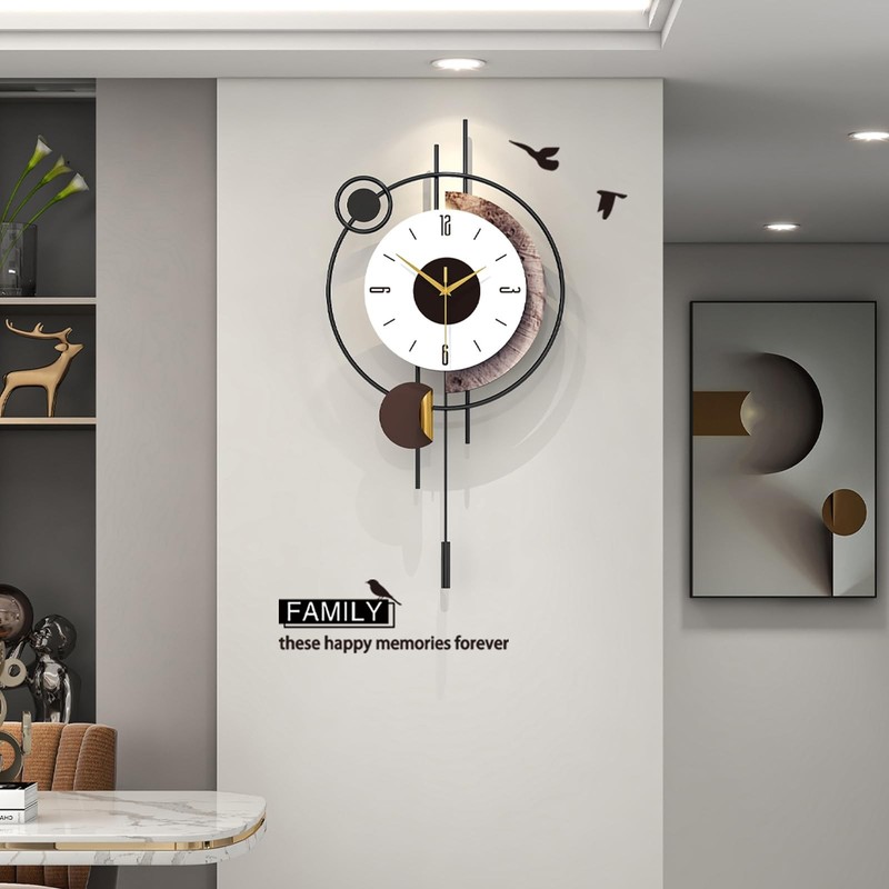 Modern Wall Clock for Living Room Decor Large Decorative Metal Silent Wall Cl…
