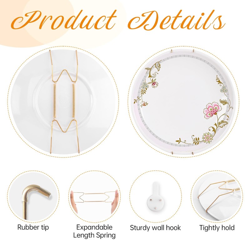 4 Pack Plate Hangers for the Wall, Suitable for 4-5 inch Art Plate, Stainless... gallery