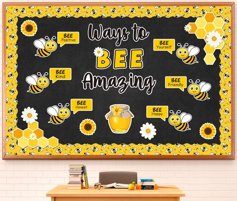 88Pcs Bee Bulletin Board Decorations Summer Bee Daisy Sunflower Cutouts Inspirat