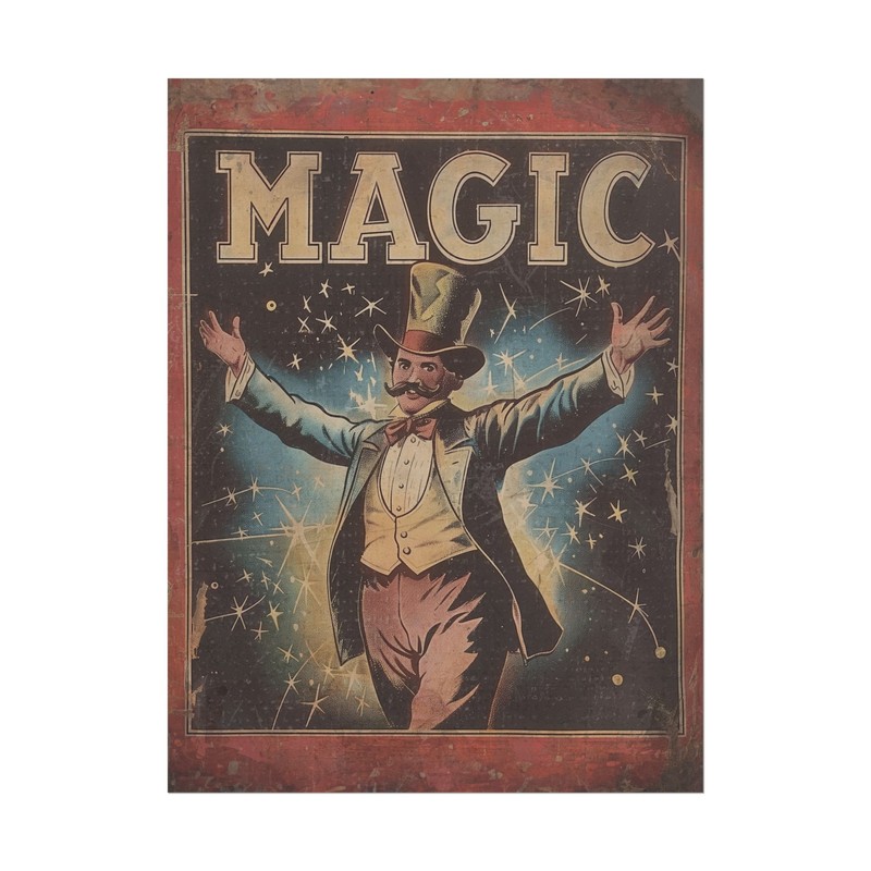 Retro MAGIC Wall Art, Vintage Magician Poster, Illusionist Decor, Slight Of Hand