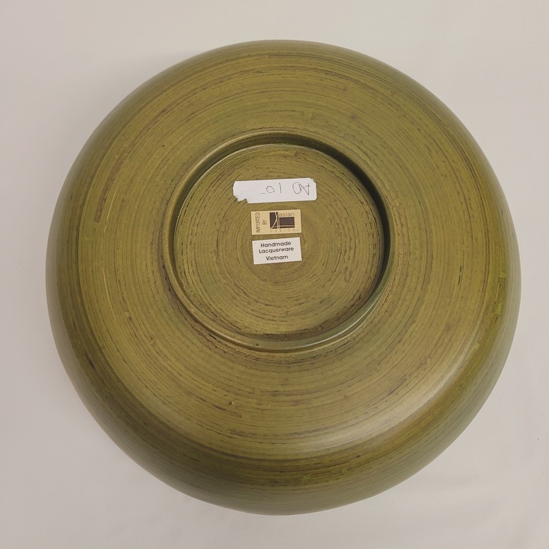 Handmade Lacquerware 12" Bamboo Decorative Bowl Olive Green Asian Design Inc. gallery