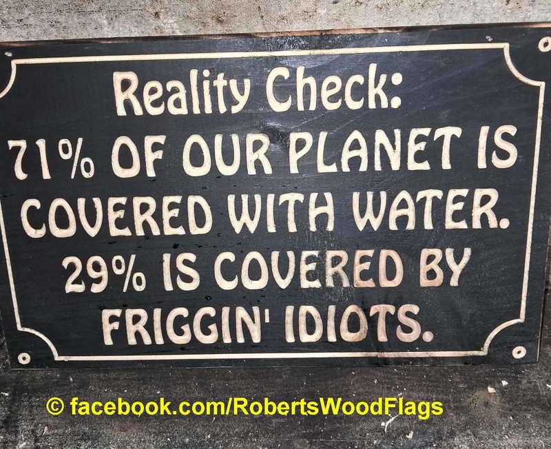 Planet Is 79% Water 29% Friggin Idiot Patriot Wood Wall Art Sign 7.25x12x.75 In