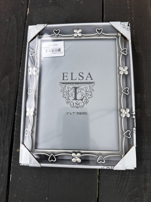 Vintage 1999 Picture Frame 5 x 7 Inches Pewter Crystals Jeweled Hearts Flowers