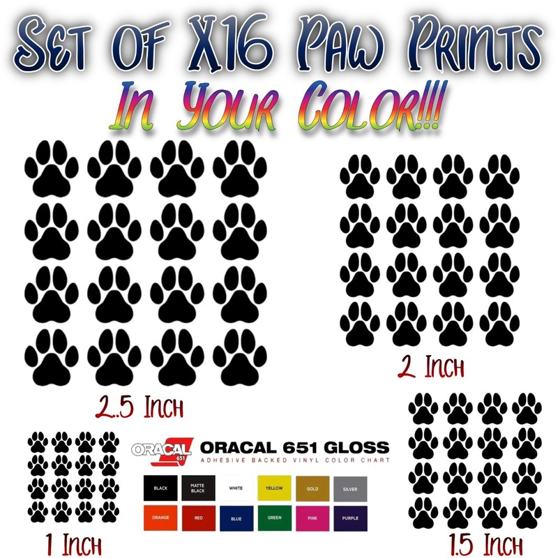 CAT Paw Print Decals Pet Animal 1.5″ or 2.5″ Wall Window Floor Stickers Big Set