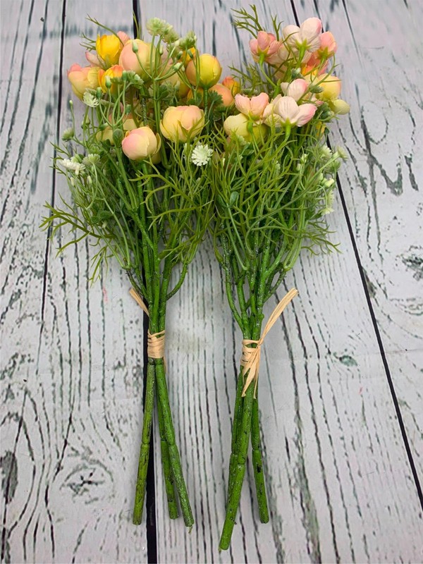 ​Artificial Flowers Bouquet Mini Rose Wedding Home Office Decor Pack of 2