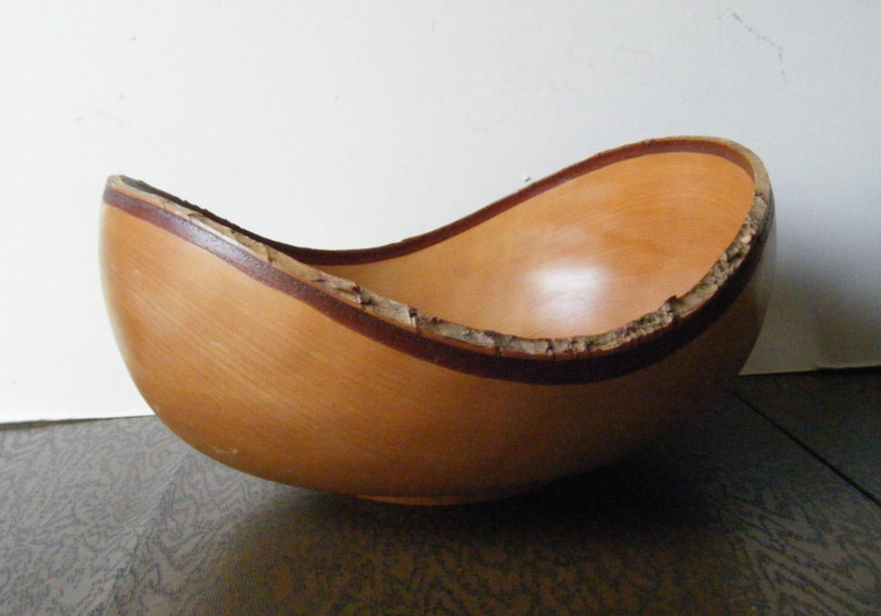 13" Handmade Freeform Live Edge Birch Wood Large Bowl Alaska Artist Buz Blum gallery