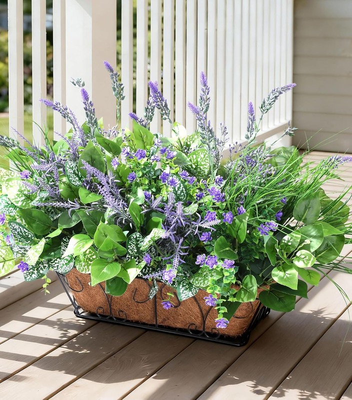 18PCS Artificial Plants for Outdoor Decor Realistic Faux Greenery & Flowers Fake