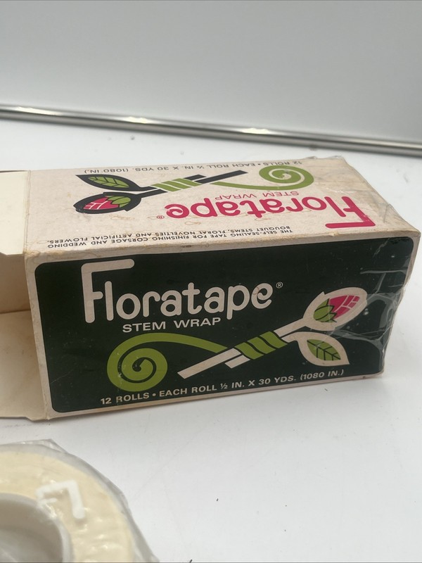 Vintage Floratape Stem Wrap 32 Roll Lot 25 Brown, 2 Red, 5 White New In Box gallery
