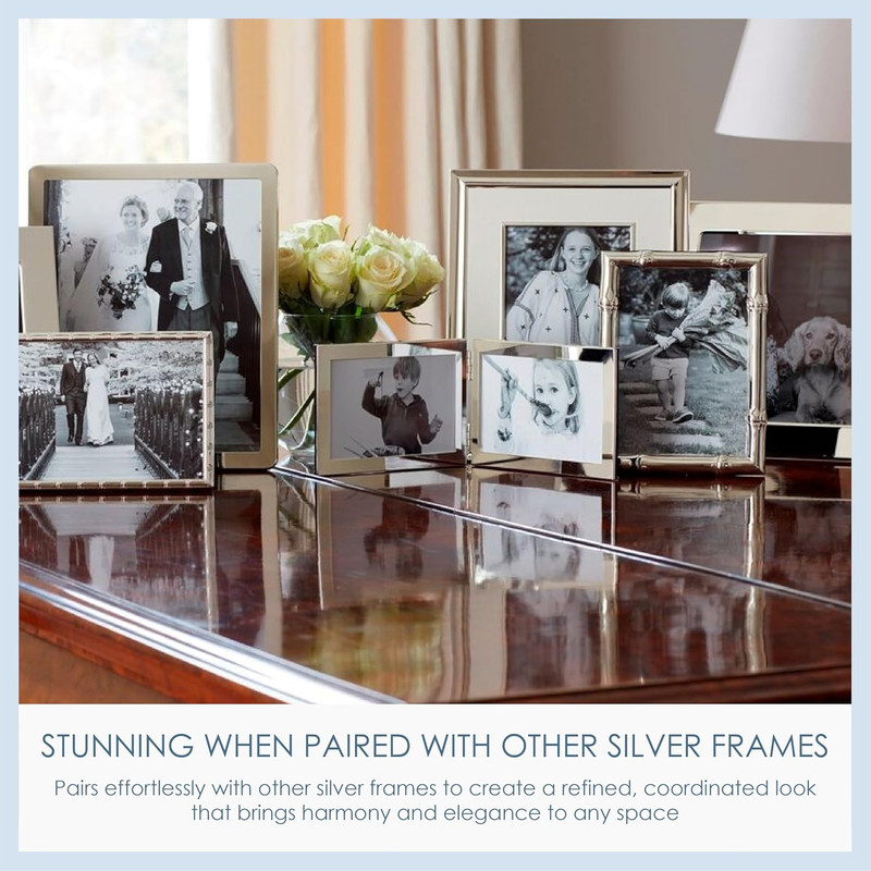 Elegant Silver Plate Double Photo Frame for 5x7 Inches Pictures gallery