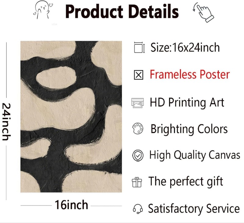 3Pcs Minimalism Abstract Boho Canvas Wall Art Modern Neutral Black And Beige ... gallery
